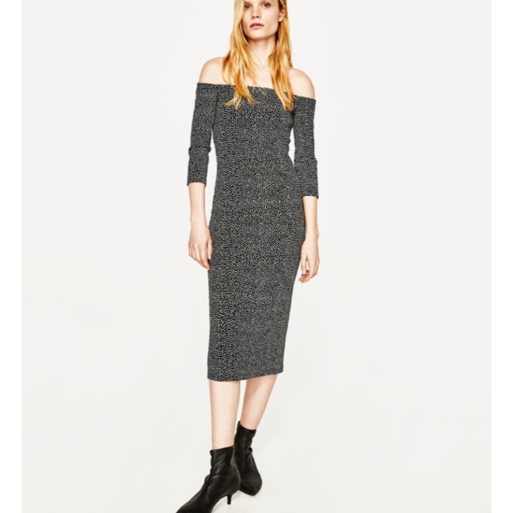 🖤Zara NWOT off the shoulder bodycon dress